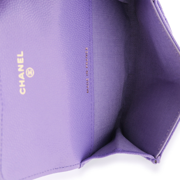 Chanel Purple Quilted Caviar Flap Card Holder Wallet - Picture 2 of 7